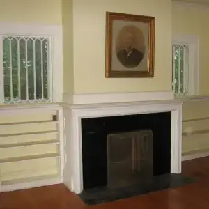 Built-in bookcases around the fireplace